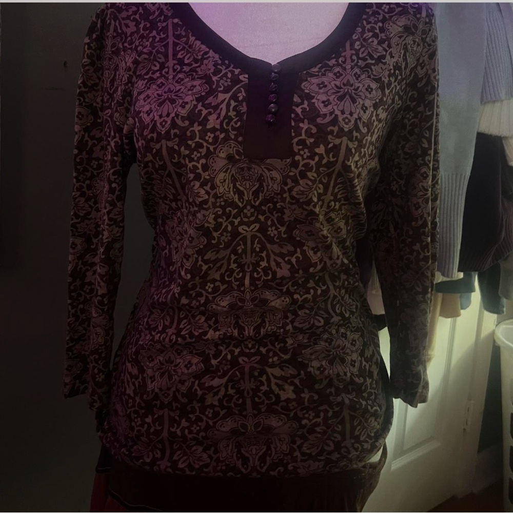Elegant Brown Patterned Women's Top